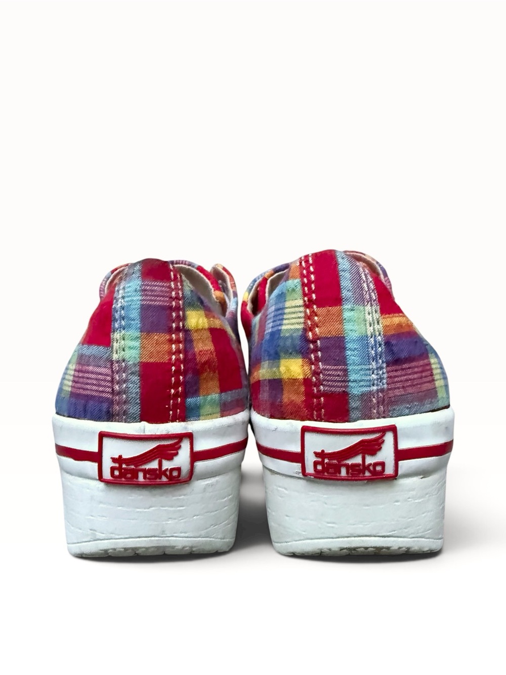 Dansko Veda Madras Plaid Lace Up Canvas Platform Clog Sneakers Size 37 (6.5 - 7) - Picture 4 of 10